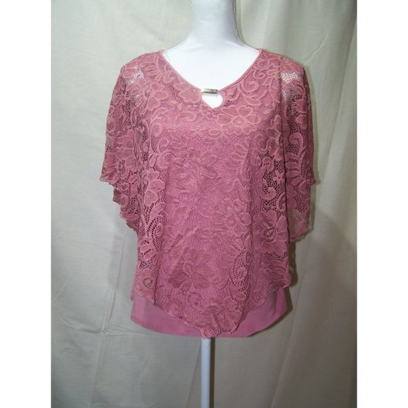 Onyx Apparel Top Draping Lace Pink Medium Capelet - Picture 1 of 4